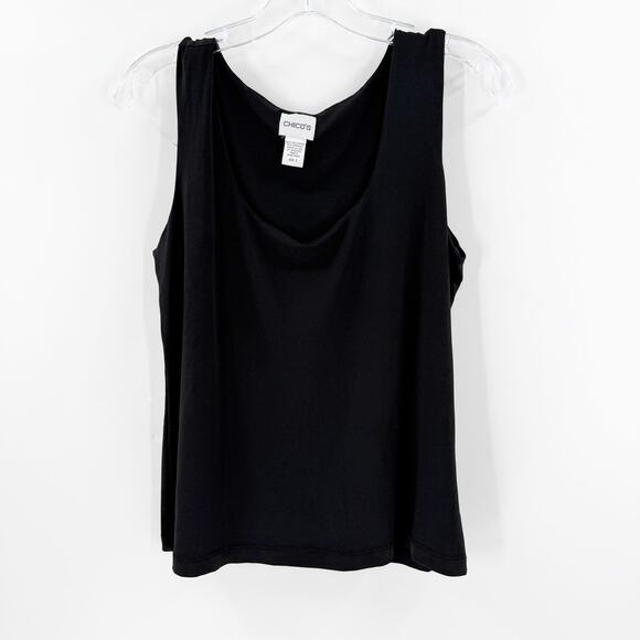 Chico's Black Scoop Neck Sleeveless Blouse Women's Size Medium - Picture 1 of 6